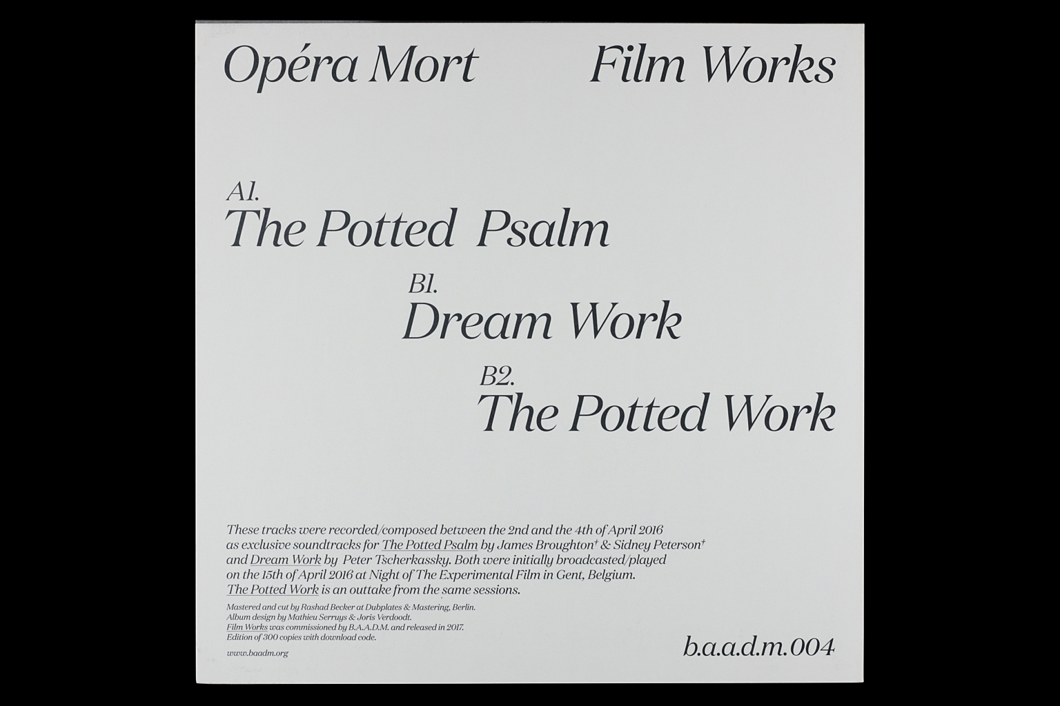 BAADM Opera Mort Film Works LP 2